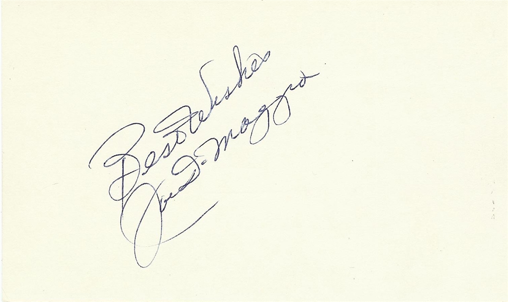 Joe DiMaggio Signed 3x5 Index Card (JSA)