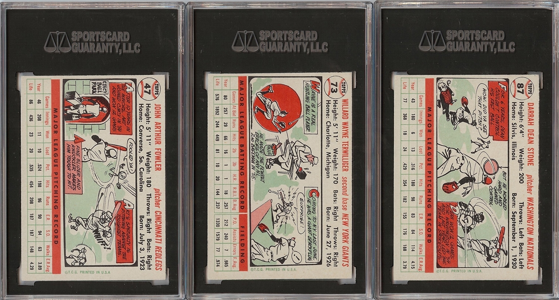 1956 Topps SGC-Graded Trio (3) 