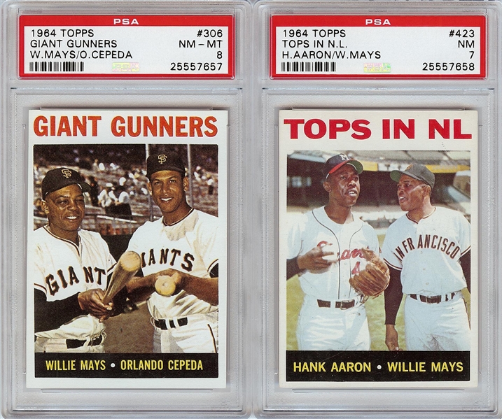 1964 Topps High-Grade Giant Gunners PSA 8 & Tops In NL PSA 7 Pair (2) 