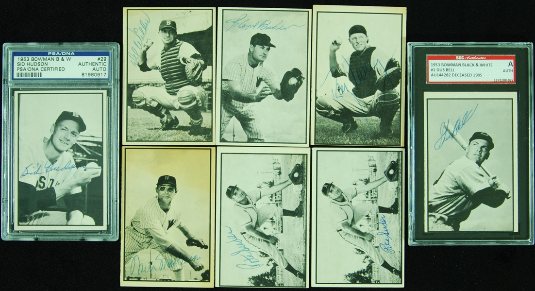 Signed 1953 Bowman B&W Group (8)