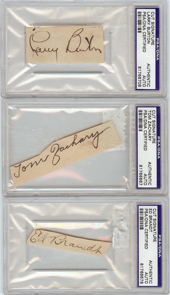 Scarce Cut Signature Trio (3) with Tom Zachary (Ruth's 60th HR) (PSA/DNA)