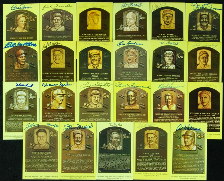 Signed Yellow HOF Plaque Postcards Group (23)