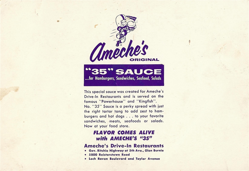 Alan Ameche Signed 1958 Colt's Ameche's Burger Premium (PSA/DNA)