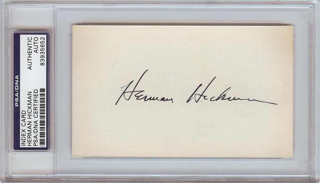 Herman Hickman Signed 3x5 Index Card (Yale Coach College HOF) (PSA/DNA)