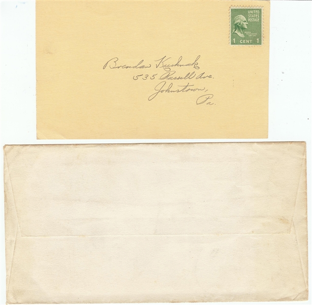 Albert Nemetz Signed GPC & Envelope (Army Tackle, Roswell UFO