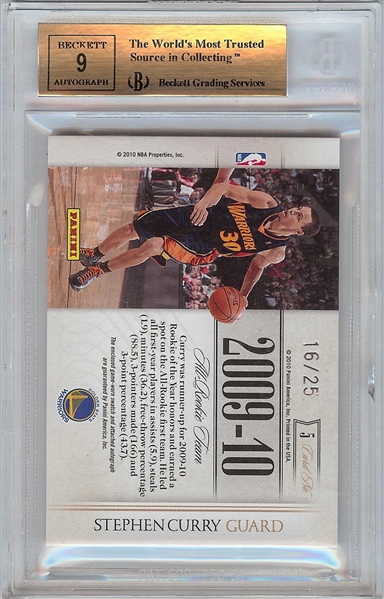 Stephen Curry Signed 2009-10 National Treasures Timeline Materials Team Nickname (16/25) BGS 9.5