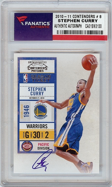 Stephen Curry Signed 2010-11 Contenders No. 8 (Fanatics)