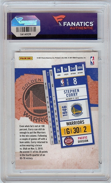 Stephen Curry Signed 2010-11 Contenders No. 8 (Fanatics)