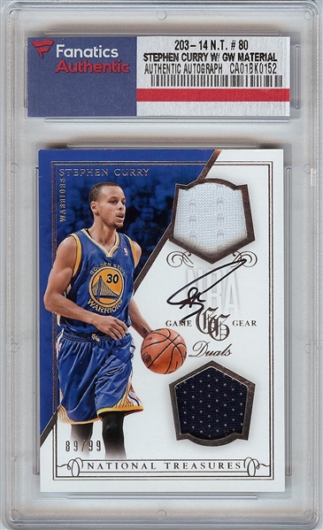 Stephen Curry Signed 2013-14 National Treasures Game Gear Duals (89/99) (Fanatics)