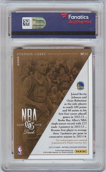 Stephen Curry Signed 2013-14 National Treasures Game Gear Duals (89/99) (Fanatics)