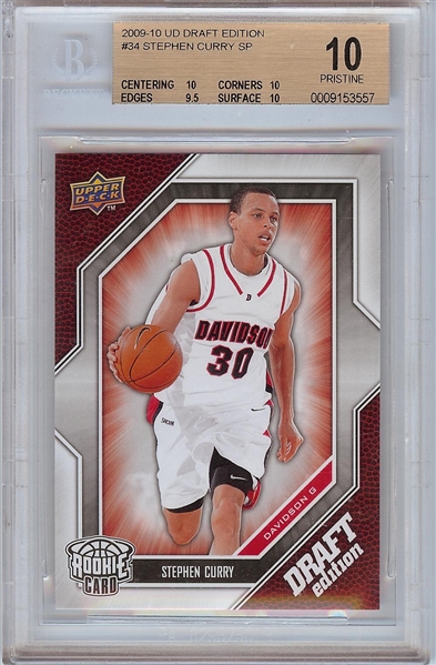 Stephen Curry 2009-10 UD Draft Edition RC No. 34 BGS 10 