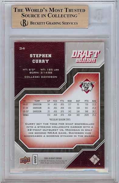 Stephen Curry 2009-10 UD Draft Edition RC No. 34 BGS 10 