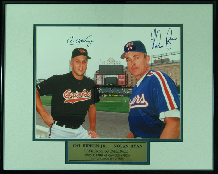 Cal Ripken Jr. & Nolan Ryan Signed 11x14 Framed Photo (PSA/DNA)