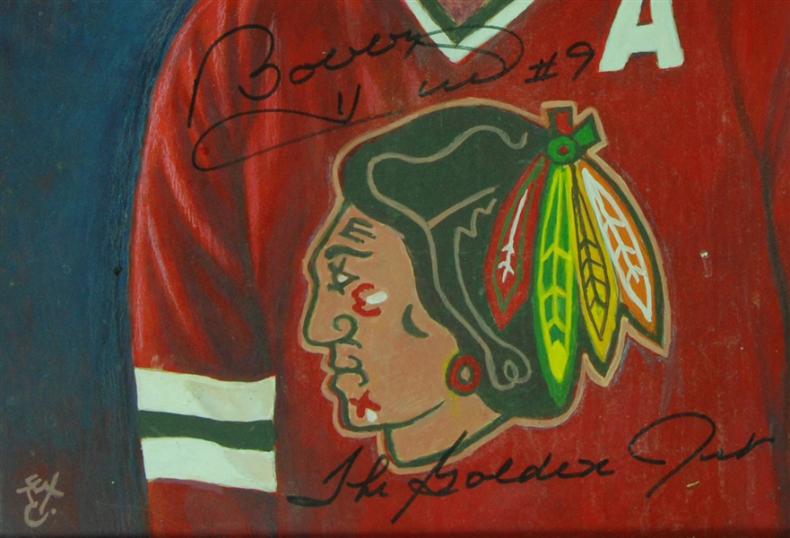 Bobby Hull Signed Tex Coulter Original Artwork The Golden Jet (PSA/DNA)