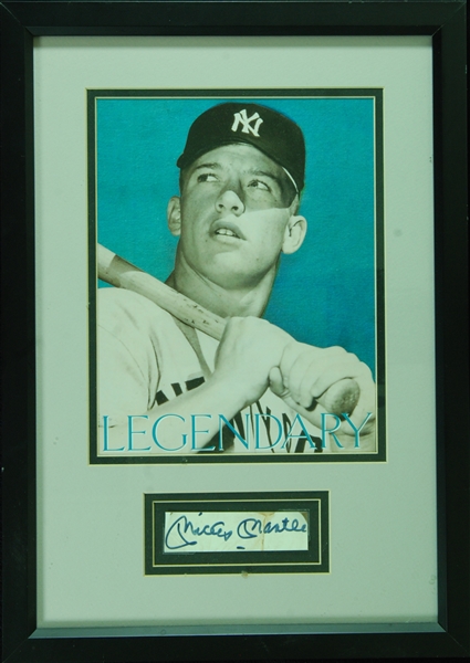 Mickey Mantle Cut Signature Framed Display (PSA/DNA)