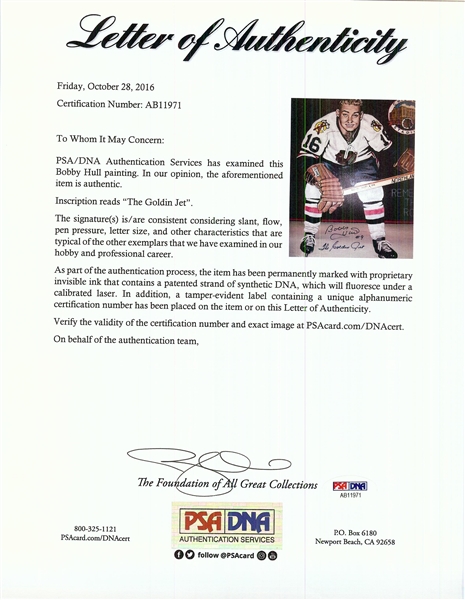 Bobby Hull Signed Original Artwork (PSA/DNA)