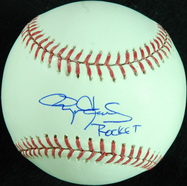 Roger Clemens Single-Signed OML Baseball Inscribe Rocket (JSA)