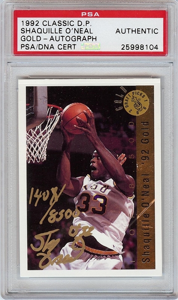 Shaquille O'Neal Signed 1992 Classic Draft Picks Gold (PSA/DNA)