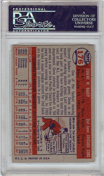 1957 Topps Gene Baker No. 176 Error Card Bakep PSA 6