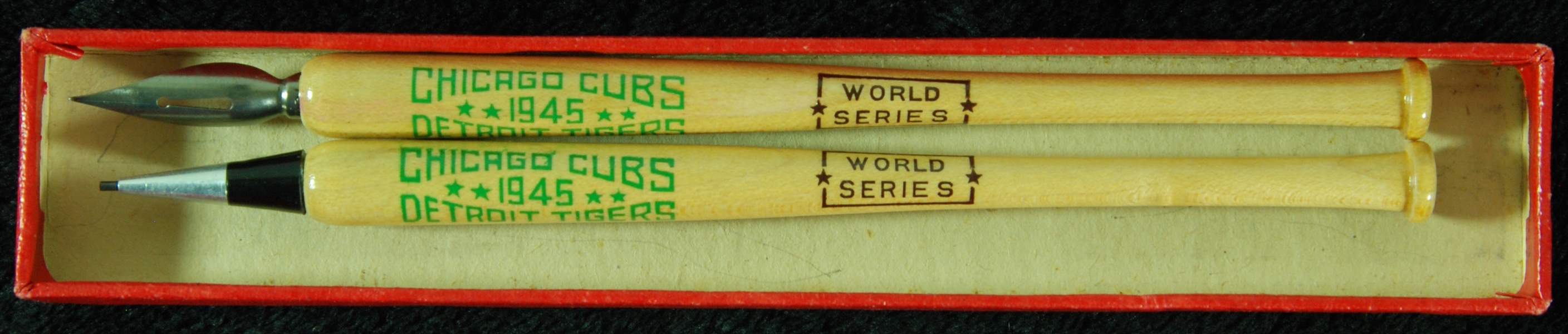 1945 World Series Chicago Cubs vs. Detroit Tigers Pen & Pencil Bat Set