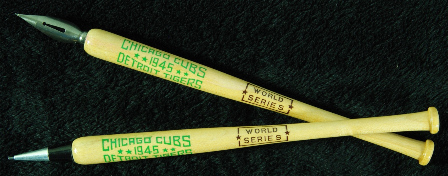 1945 World Series Chicago Cubs vs. Detroit Tigers Pen & Pencil Bat Set