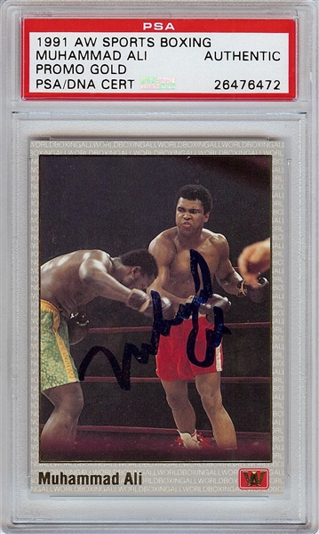 Muhammad Ali Signed 1991 All World Promo Gold (with Unser) (PSA/DNA)