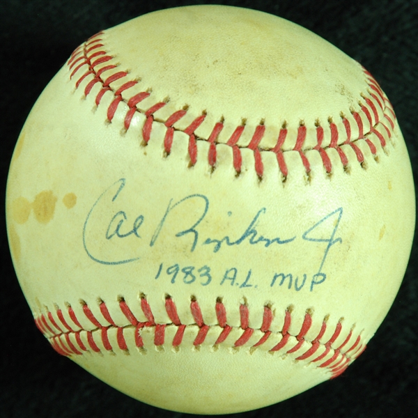 Cal Ripken Jr. Single-Signed Game-Used OAL Baseball Inscribed 1983 AL MVP (PSA/DNA)