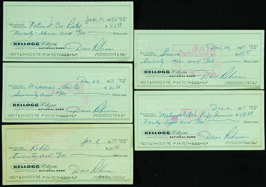 Dave Robinson Signed Checks Group (5)