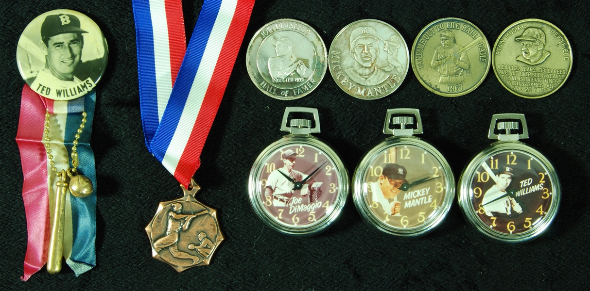 Vintage Pocket Watches, Medallions and Pins Featuring HOFers