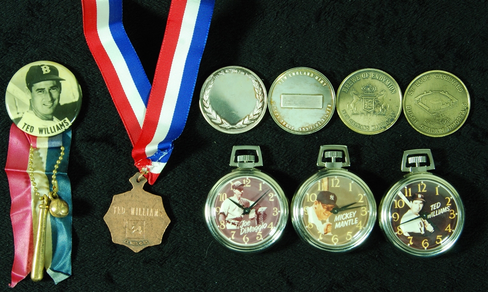 Vintage Pocket Watches, Medallions and Pins Featuring HOFers