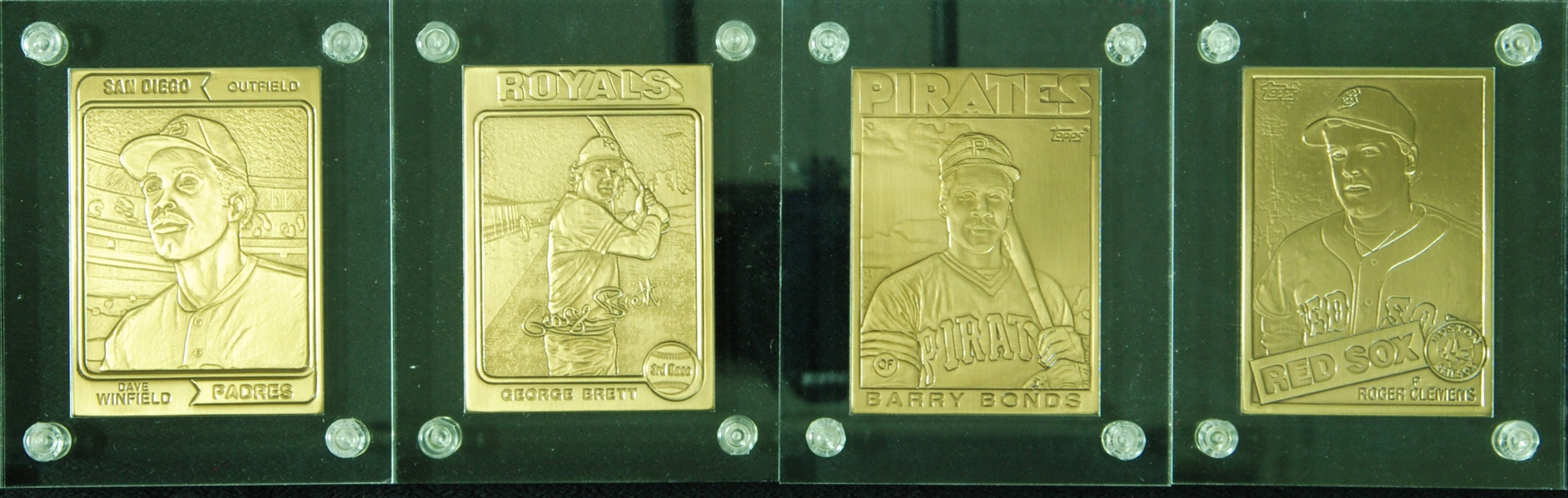 George Brett, Roger Clemens, Barry Bonds & Dave Winfield Highland Mint Bronze Cards (4)