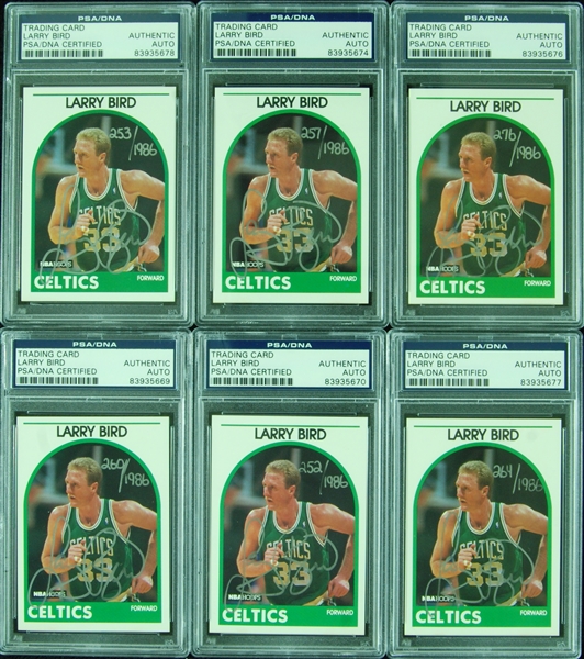 Larry Bird Signed 1989 Hoops Group (6) (PSA/DNA)