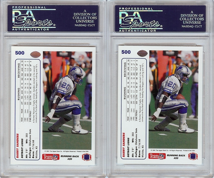 Barry Sanders Signed 1991 Upper Deck Pair (2) (PSA/DNA)