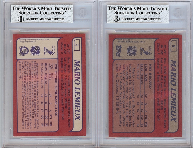 1985-86 O-Pee-Chee & Topps Mario Lemieux RCs BGS-Graded Pair (2)