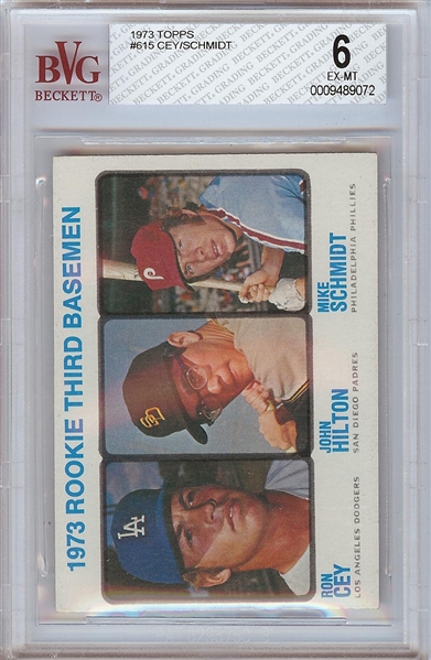 1973 Topps Rookie 3rd Baseman (Mike Schmidt RC) No. 615 BGS 6