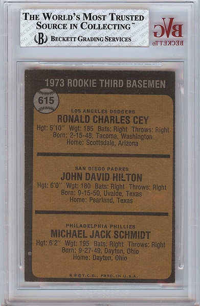 1973 Topps Rookie 3rd Baseman (Mike Schmidt RC) No. 615 BGS 6