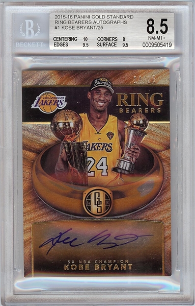 Kobe Bryant Signed 2015-16 Panini Gold Standard Ring Bearers Autos (14/25) BGS 8.5 (AUTO 10)