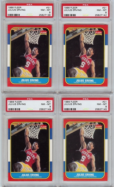 1986-87 Fleer Basketball Hoard (1,000+) with Michael Jordan RC PSA 5