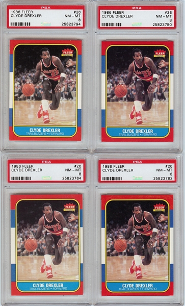 1986-87 Fleer Basketball Hoard (1,000+) with Michael Jordan RC PSA 5