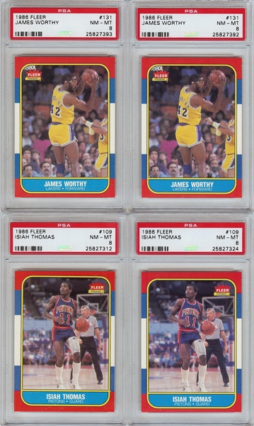 1986-87 Fleer Basketball Hoard (1,000+) with Michael Jordan RC PSA 5