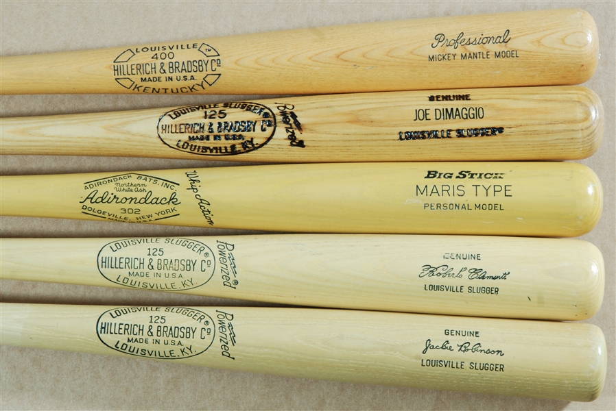 Store Model Bat & Jersey Hoard (30) with Jackie Robinson, Clemente, DiMaggio