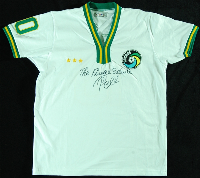 Pele Signed New York Cosmos Jersey Inscribed The Final Salute (PSA/DNA)