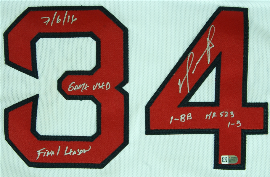 David Ortiz 2016 Game-Used, Signed Home Jersey Inscribed Game-Used 7/6/16, Final Season, 1 BB, HR 523, 1-3 (Fanatics)