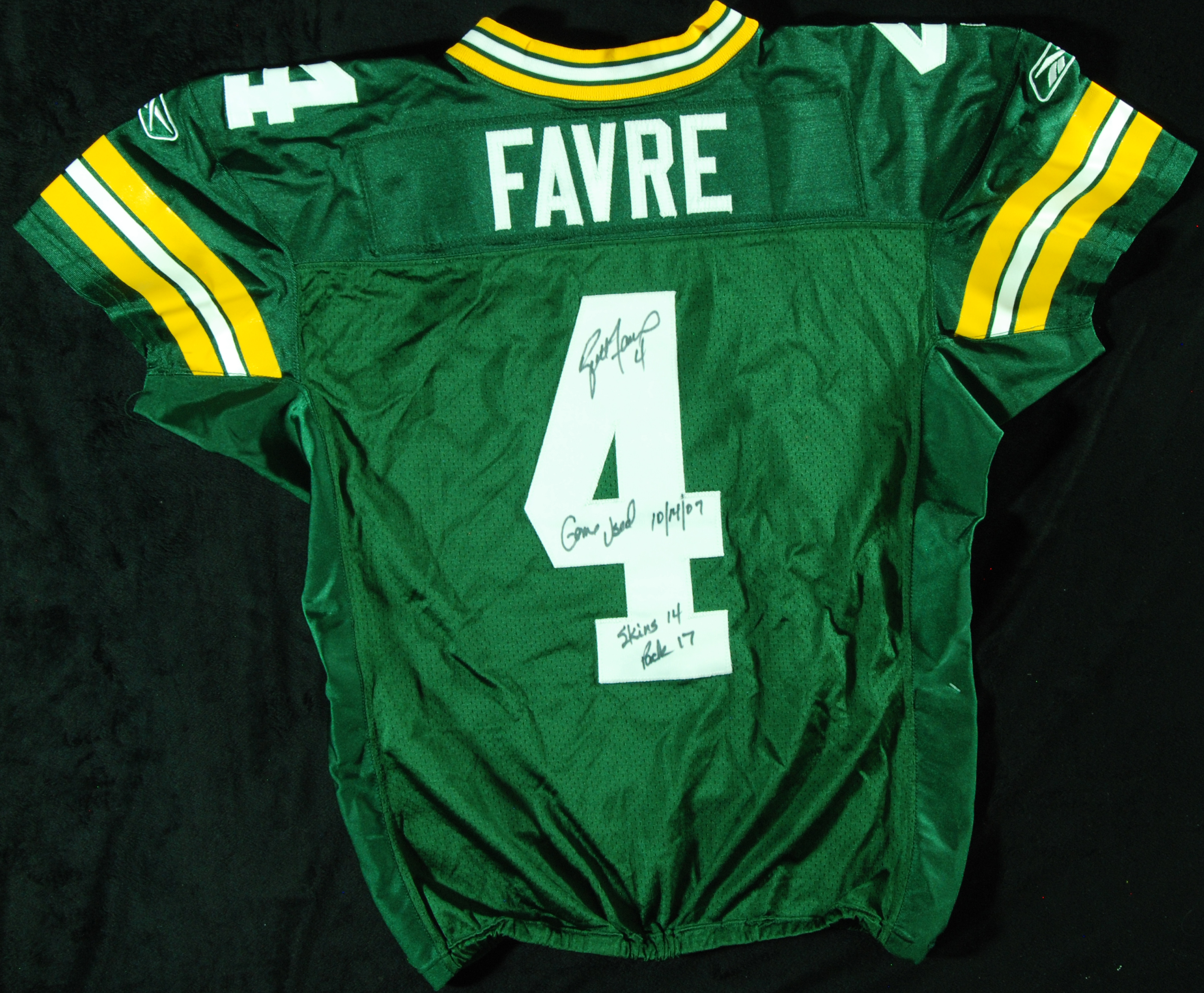 Lot Detail - Brett Favre GB Packers Game-Used & Autographed Home Jersey ...