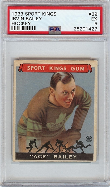 1933 Goudey Sport Kings Ace Bailey (Hockey) No. 29 PSA 5
