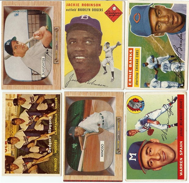 Vintage Topps and Bowman Baseball Lot With Jackie Robinson and Hall of Famers (23)