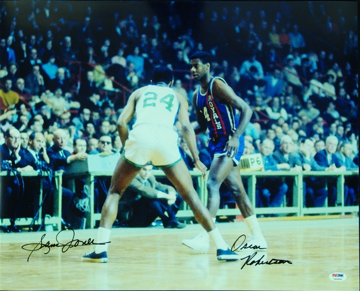 Oscar Robertson & Sam Jones Signed 16x20 Photo (PSA/DNA)