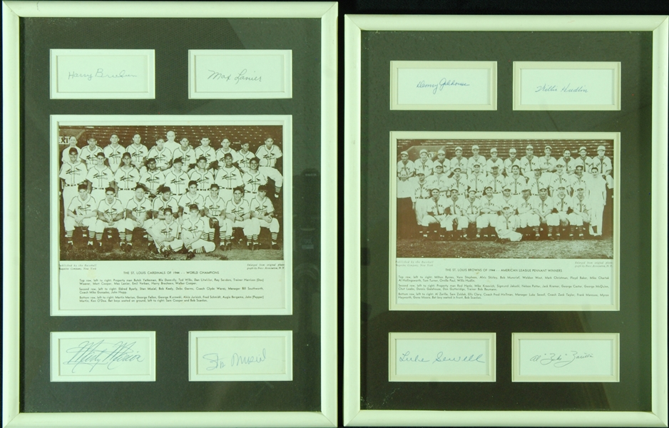 1944 St. Louis Cardinals & St. Louis Browns Signed Displays (8)