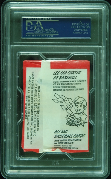 1974 O-Pee-Chee Baseball Unopened Wax Pack (Graded PSA 8)