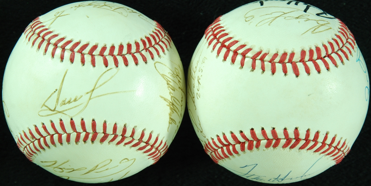 New York Yankee Greats Multi-Signed Baseballs (2) with George Steinbrenner, Rizzuto